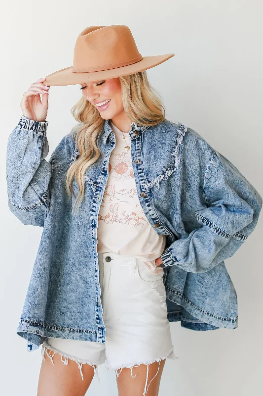 Comfortable Women's Clothes Spring Into It Frayed Denim Jacket