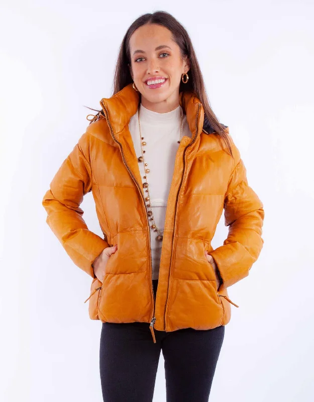 Women's High-End Clothing Scully Womens Puffy Zip Front Honey Leather Leather Jacket M Women's High-End Clothing Scully Womens Puffy Zip Front Honey Leather Leather Jacket M