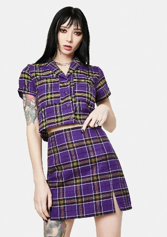 Women's Seasonal Garments Kaya Purple Plaid Mini Skirt