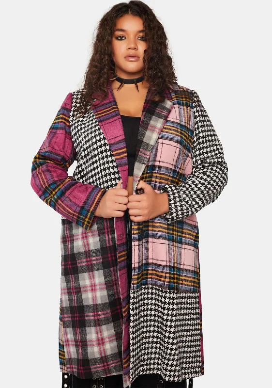 Women's Seasonal Clothing Plus Sweet Taste Of Fury Plaid Coat
