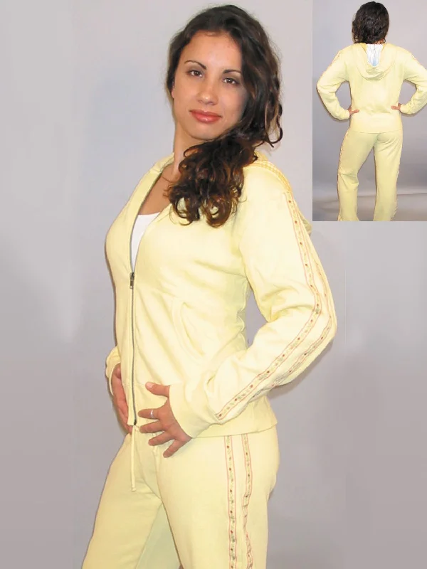 Women's Floral Print Outfit Scully Womens Floral Ribbon Yellow 100% Cotton Hoodie