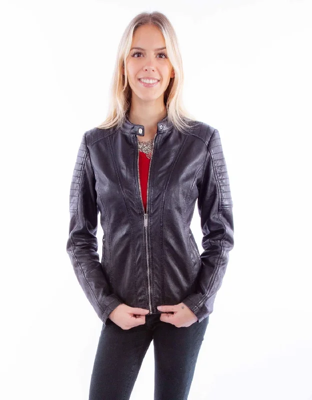 Women's Trendy Clothes Scully Womens Zip Cafe Racer Black Lamb Leather Leather Jacket S Women's Trendy Clothes Scully Womens Zip Cafe Racer Black Lamb Leather Leather Jacket S
