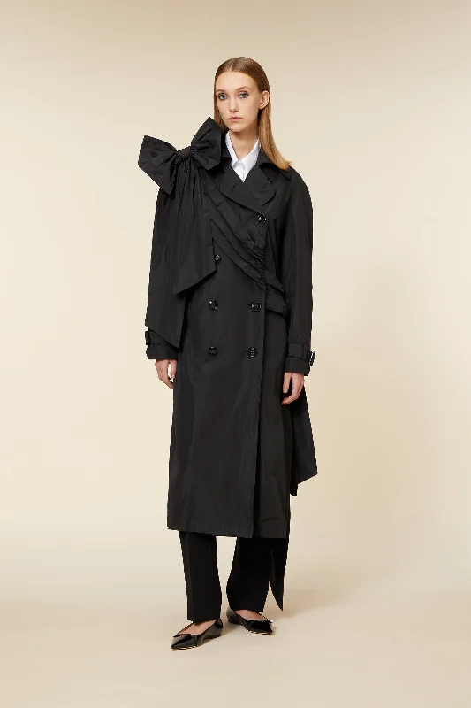 Women's Stylish Professional Garments DRAPE BOW TRENCHCOAT