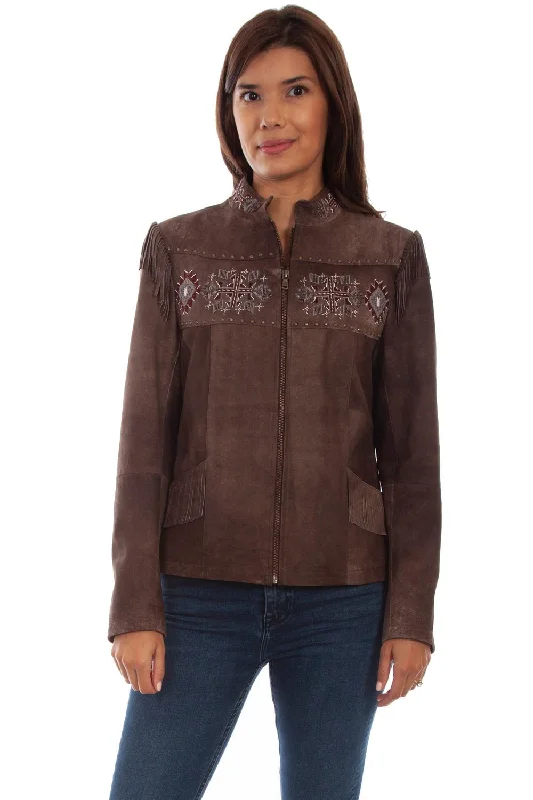 Women's Charming Outfit For Events Scully Womens Aztec Beaded Fringe Chocolate Leather Leather Jacket Women's Charming Outfit For Events Scully Womens Aztec Beaded Fringe Chocolate Leather Leather Jacket