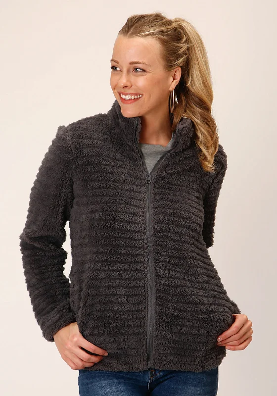 Women's Party Clothes Roper Womens Faux Mink Grey 100% Polyester Fleece Jacket
