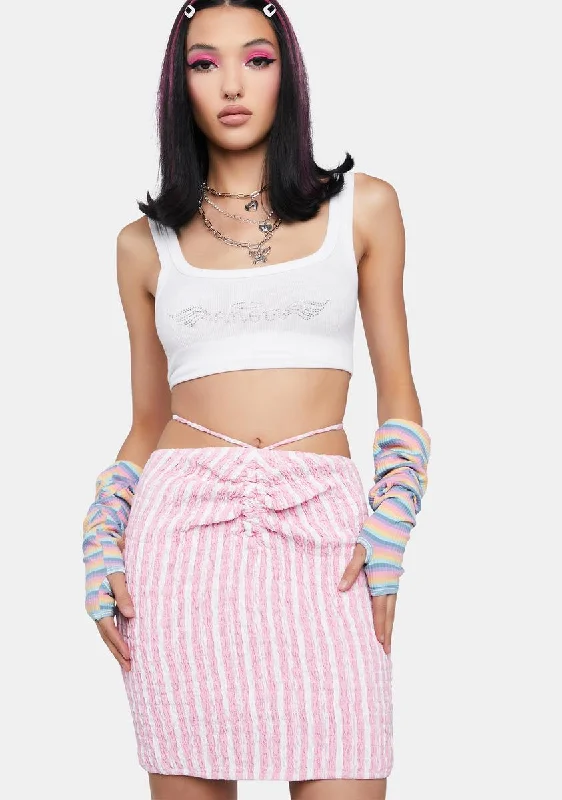 Luxury Women's Clothes Candy Striper Smocked Mini Skirt