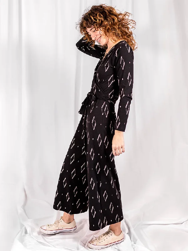 Timeless Women's Clothing Rita Long Sleeve Jumpsuit - Diamond Vine Black