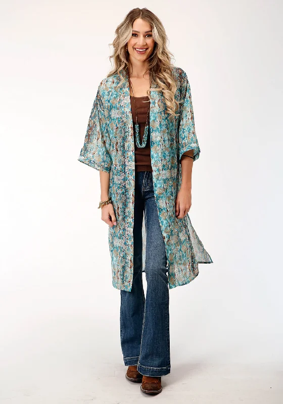Affordable Fashion Clothing For Women Roper Womens Snake Print Green 100% Polyester Kimono Affordable Fashion Clothing For Women Roper Womens Snake Print Green 100% Polyester Kimono