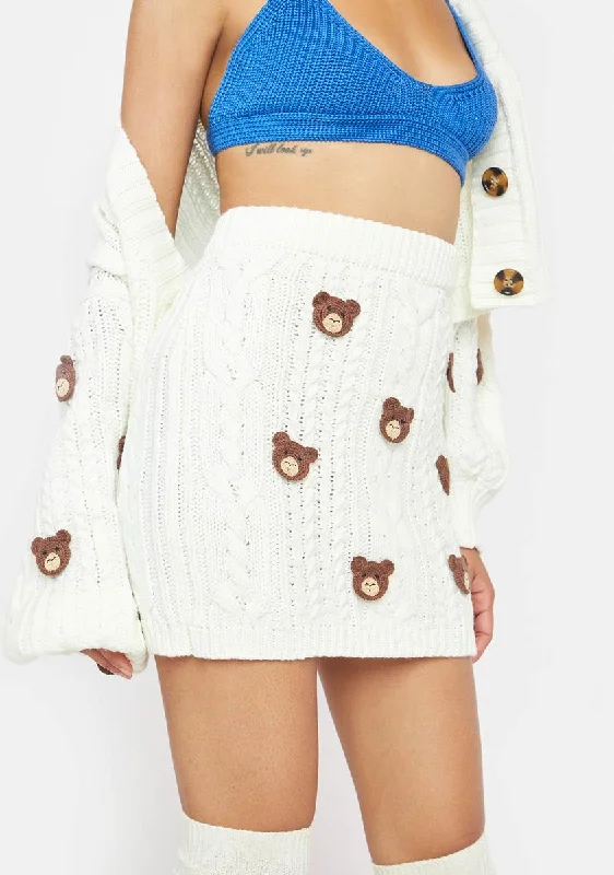Affordable Women's Outfit Pure Teddy Time Knit Sweater Skirt
