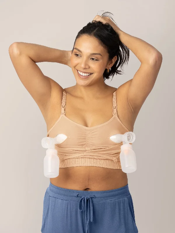 Women's Plus-Size Attire Sublime® Hands-Free Pumping & Nursing Bra | Beige