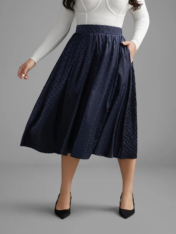 Comfortable Women's Attire Polka Dot Elastic Waist Pocket Skirt