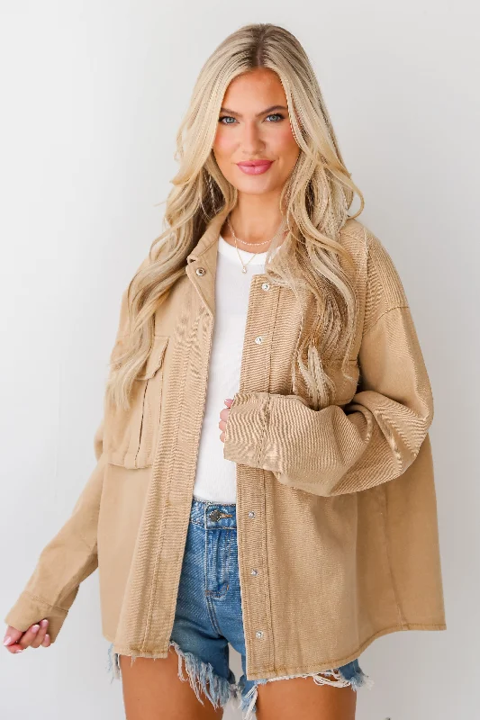 Comfortable Women's Clothes FINAL SALE - Cooler Than You Taupe Denim Jacket