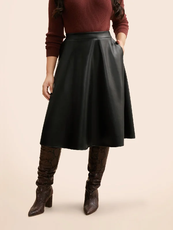 Women's Trendy Clothing PU Leather A-Line Skirt