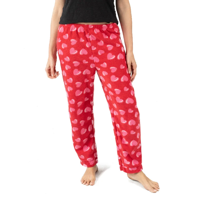 Women's Clothing For Travel Womens Fleece Pajama Pants Heart