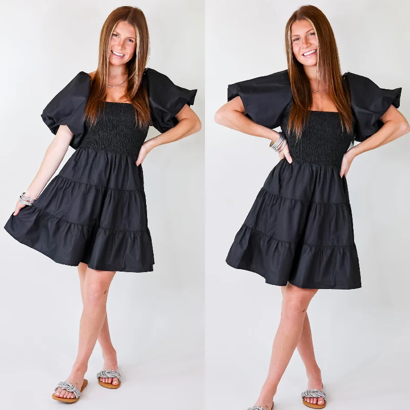 Limited Stock, Big Sale Online Exclusive | Trust Me Puffed Sleeve Dress in Black