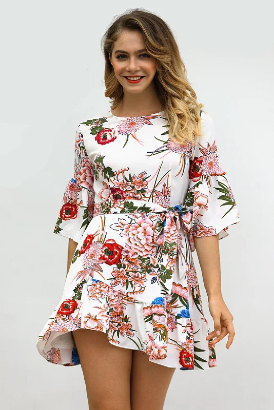 Urban Femme Streetwear Lala Printed Adjustable Balloon Sleeve Dress