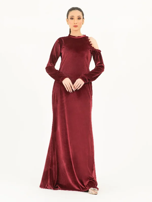 Insane Discount Onslaught One Shoulder Velvet Dress