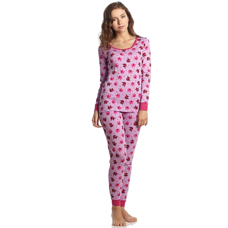 Fashionable Women's Clothing Womens Two Piece Cotton Pajamas Elephant