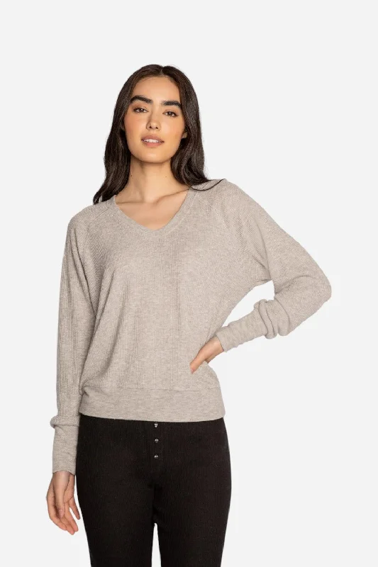 Women's Clothing For Casual Outings PJ Salvage Textured Essentials Long Sleeve Top in Heather Grey