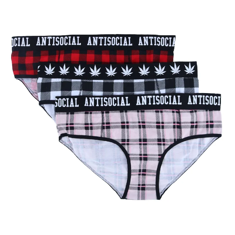 Women's Comfortable Lounge Attire Women's Boy Leg Plaid Underwear (Pack of 3)