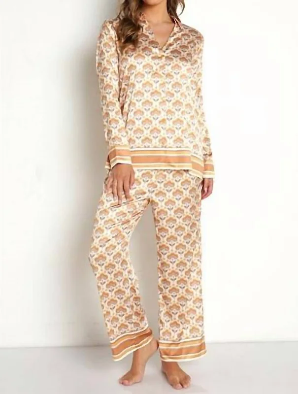 Comfortable Women's Clothing Early Night Pj Set In Honey Wallflower