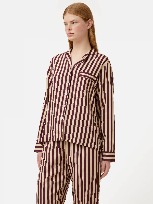 Women's Clothes For Work Classic Stripe Pyjama | Burgundy