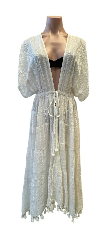 Timeless Women's Outfit Women's Addaline Embroidered Coverup Dress In White Stripe