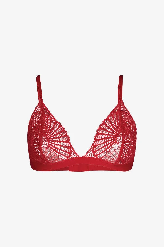 Women's Office Outfit Commando Butter + Lace Triangle Bralette in Scarlet