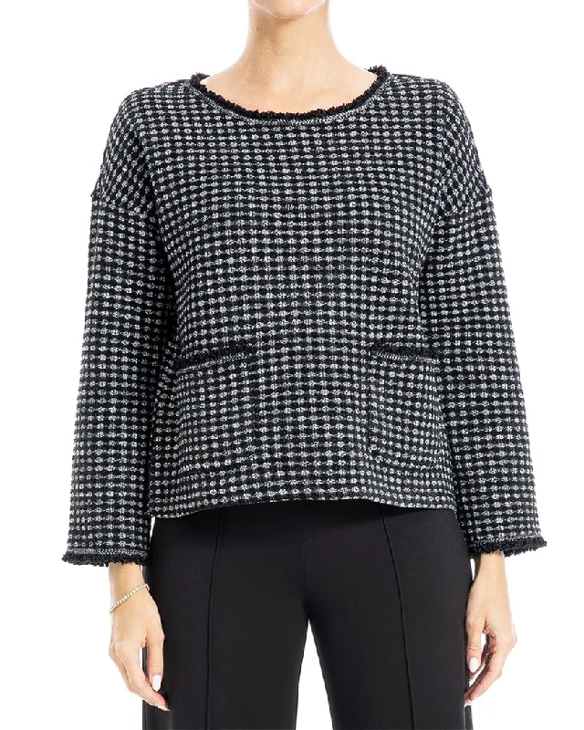 Women's Occasion Wear Apparel Max Studio Chenille Tweed Crewneck Top