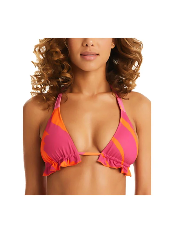 Elegant Clothing For Women Womens Stripped Ruffled Bikini Swim top