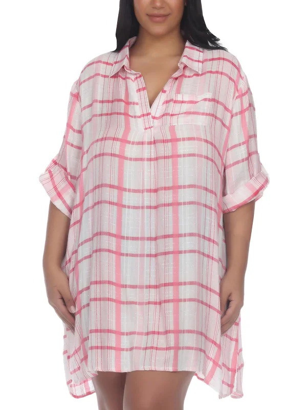 Women's Holiday Clothing Plus Womens Checkered Tunic Cover-Up
