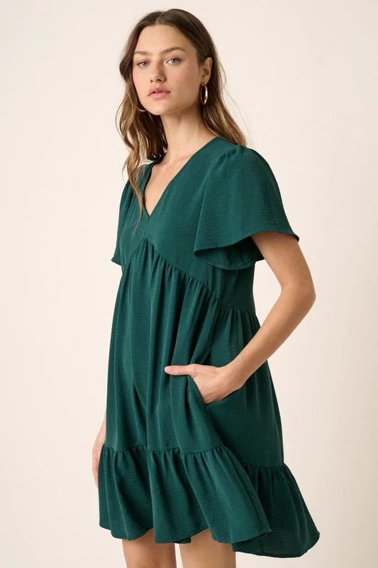 Budget-Friendly Fashion Women and Plus size Airflow woven dolman sleeve dress in Spruce