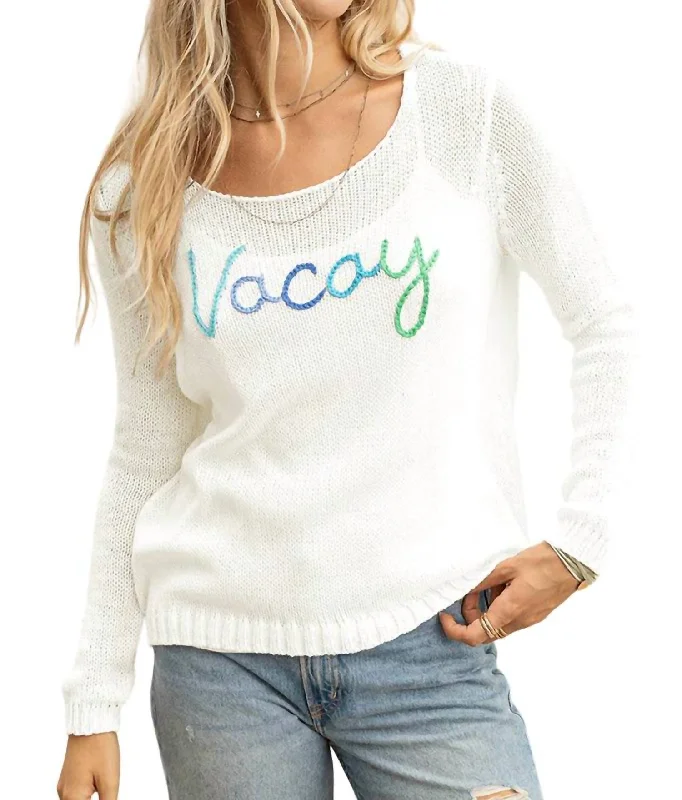 Women's Evening Attire Vacay Crew Sweater In Breaker White