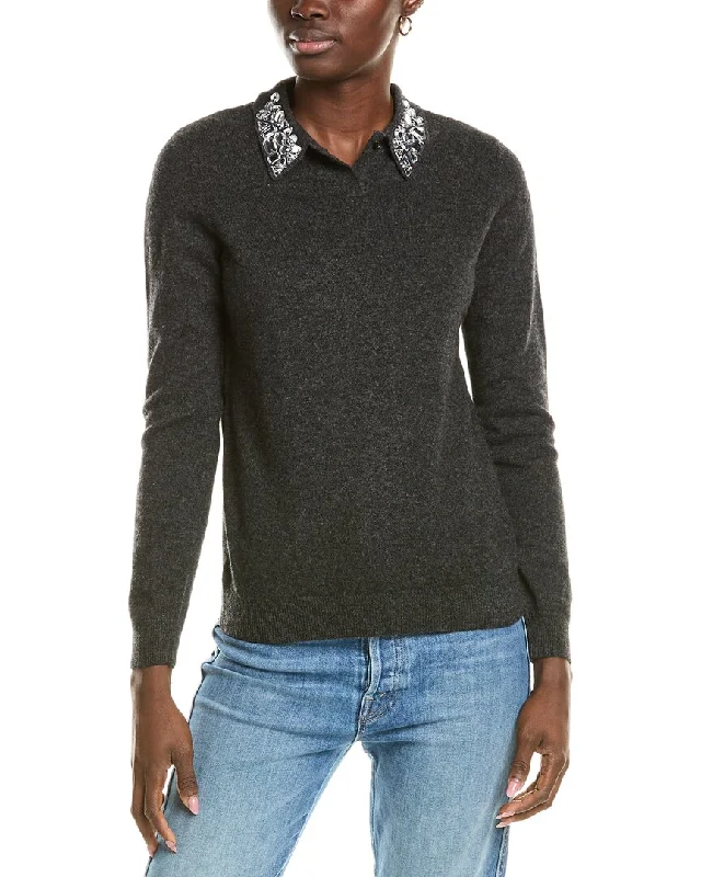 Women's Seasonal Clothing sofiacashmere Embellished Collar Cashmere Sweater