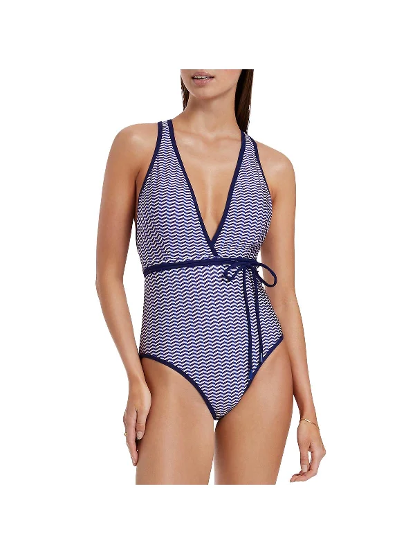Women's Chic Outerwear Garments Amoudi Plunge 1PC Womens Printed Nylon One-Piece Swimsuit
