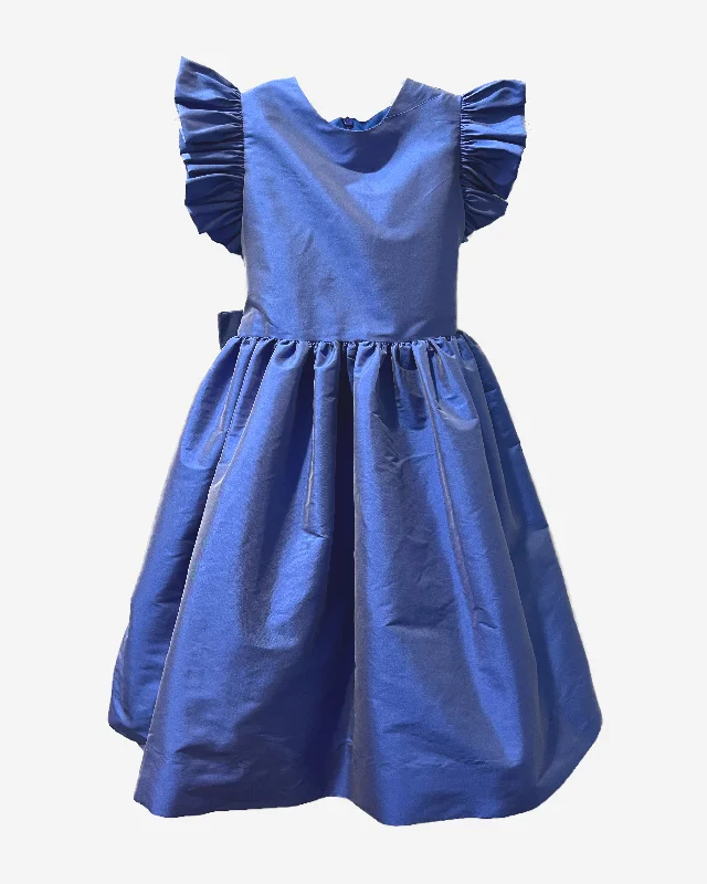 Huge Markdowns Medium blue faux silk flutter sleeve dress