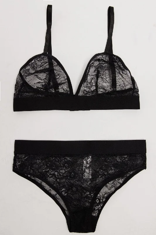 Comfortable Women's Clothing Black Lace Lingerie Set