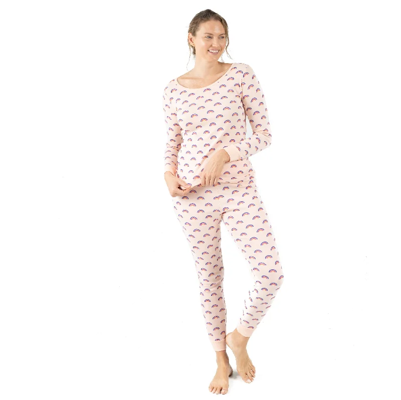 Women's Athletic Garments Womens Two Piece Cotton Pajamas Rainbow Peach