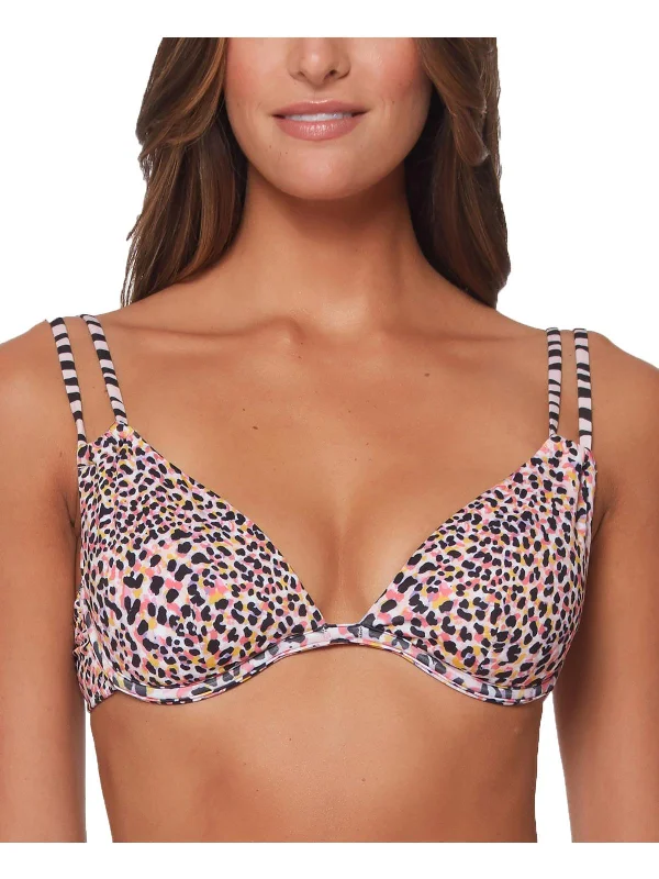 Comfortable Women's Attire Womens Underwire Animal Print Bikini Swim Top