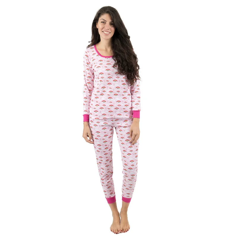 Women's High-Fashion Outfit Womens Two Piece Cotton Pajamas Rainbow