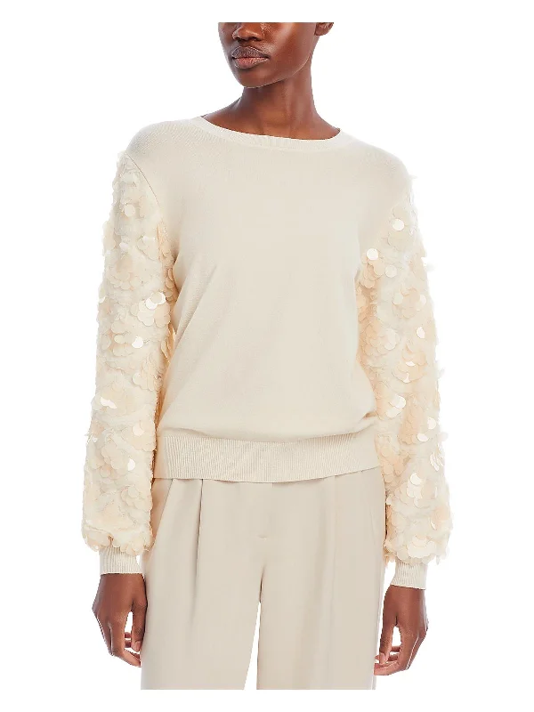 Women's Apparel Womens Paillettes Pullover Crewneck Sweater