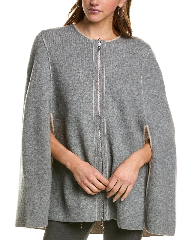 Sustainable Fashion Clothing For Women InCashmere Zip Front Reversible Cashmere Cape