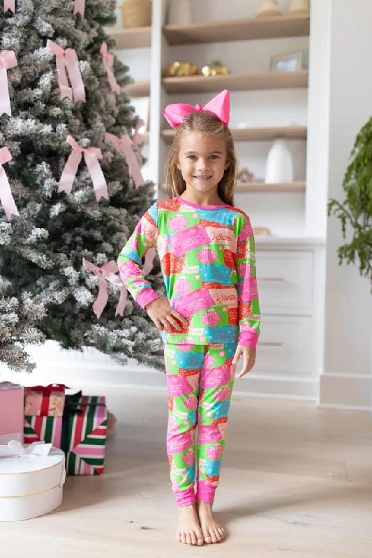 Stylish Women's Garments For Holidays Kid's Under The Stars In Letters To Santa Bamboo Pajama Set FINAL SALE