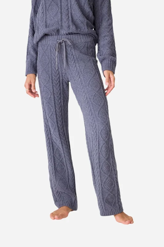 Women's Evening Wear Attire PJ Salvage Pant Cable Crew Charcoal