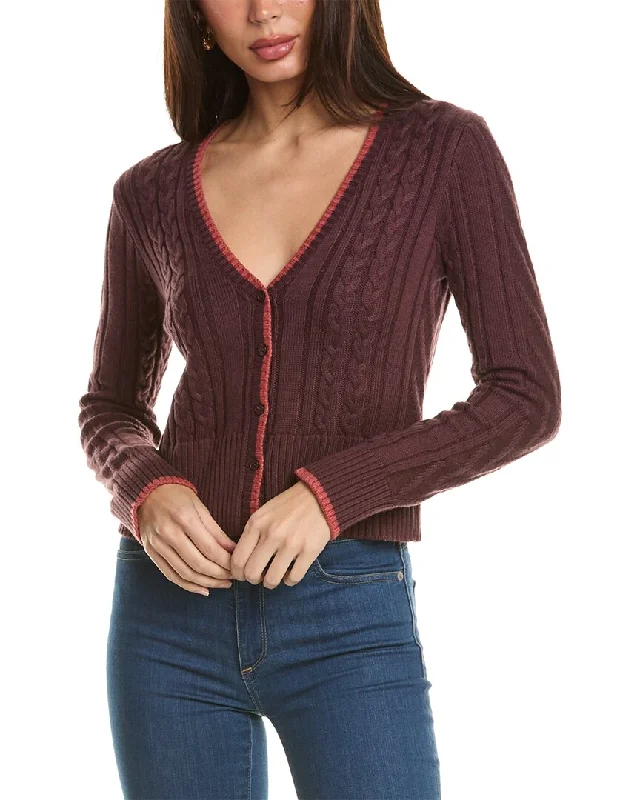 Women's Night-Out Outfit Monrow Double Layer Wool-Blend Sweater Cardigan