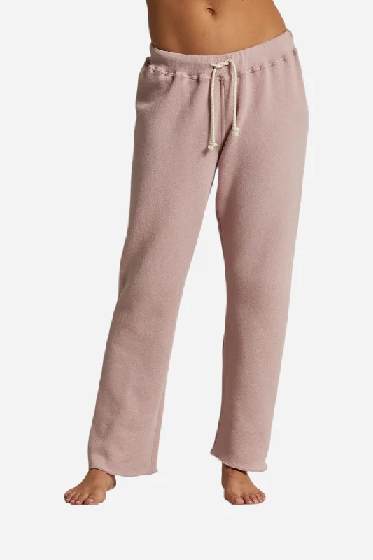 Stylish Women's Apparel Perfect White Tee Collins Straight Leg Sweatpants in Mauve