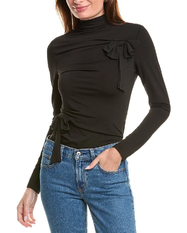 Comfortable Outfit For Women Gracia Turtleneck Bow Applique Top