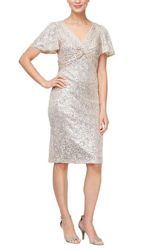 Your Timeless Wardrobe Awaits Alex Evenings 8196928 - Sequin Flutter Sleeve Dress