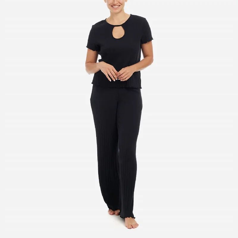 Women's Elegant Clothing Sets Ravena Pima Cotton Rib Lounge Set In Black