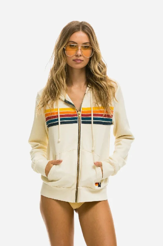 Women's Clothes And Apparel Aviator Nation 5 Stripe Zip Hoodie Vintage White